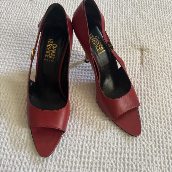 Versace Shoes - Versace Red Peep-Toe Heels